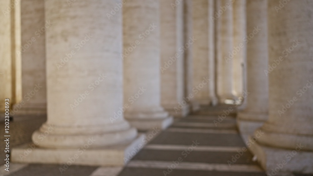 Columns in the vatican city captured in a defocused, blurred image highlighting the classic architectural details and serene ambiance of italy's famous landmark. Columns in the vatican city captured in a defocused, blurred image highlighting the classic architectural details and serene ambiance of italy's famous landmark.