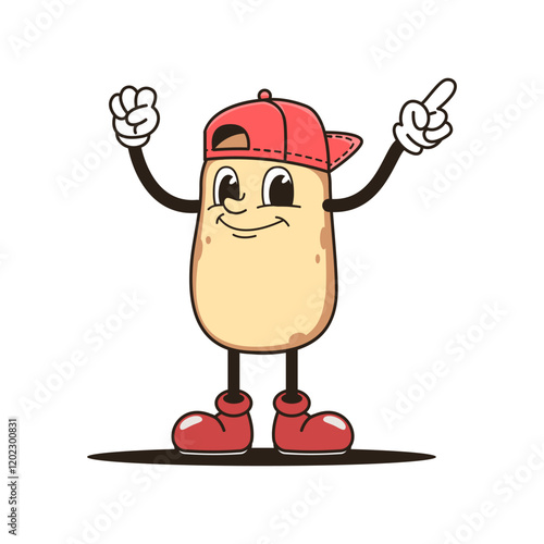 cute potato cartoon wearing a hat on a white background