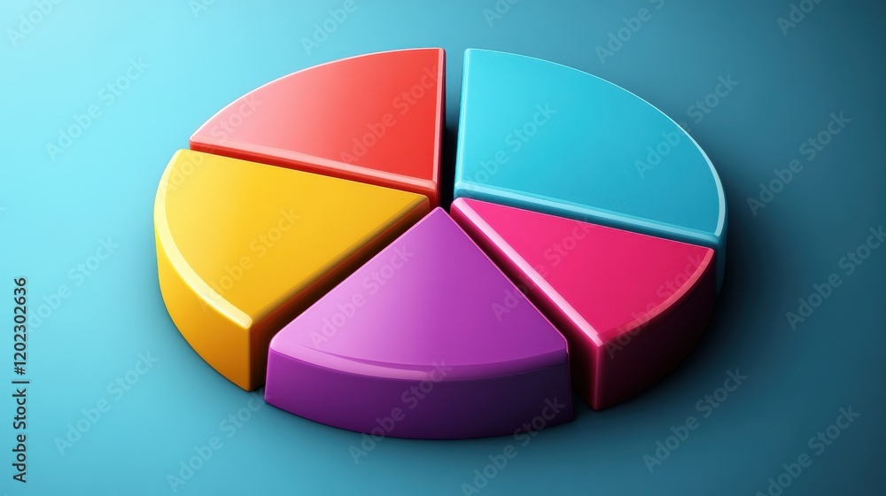 Fototapeta premium Colorful pie chart representing data analysis and business statistics visually.