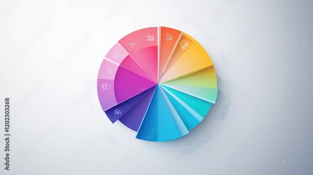 Fototapeta premium Colorful pie chart showcasing data representation and visual analysis.