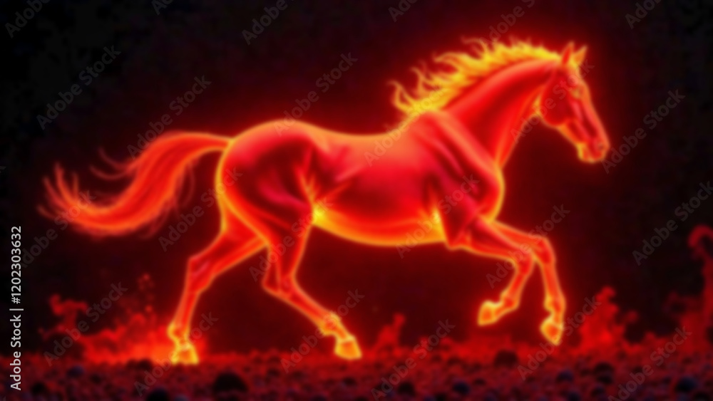 Fototapeta premium The red fiery horse gallops.