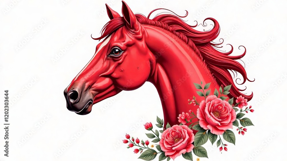 Fototapeta premium Portrait of a red luxurious horse.