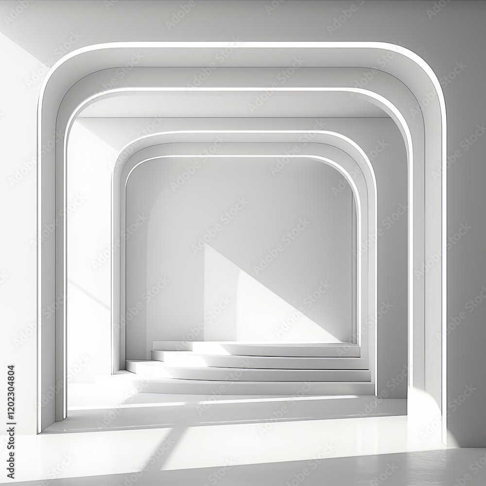 Fototapeta premium Abstract architecture background featuring an empty white room interior