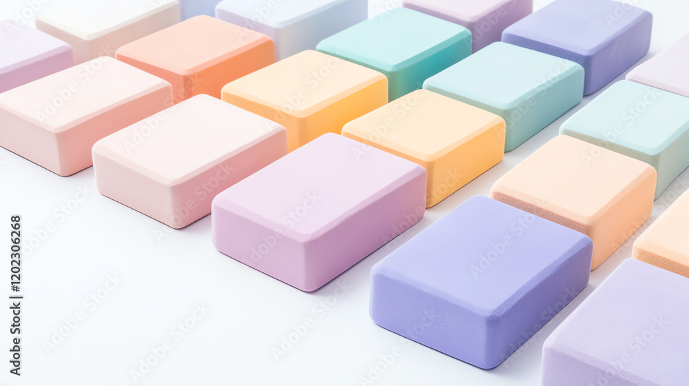 A vibrant collection of pastel-colored blocks arranged neatly, perfect for creative projects and design inspiration. A vibrant collection of pastel-colored blocks arranged neatly, perfect for creative projects and design inspiration.