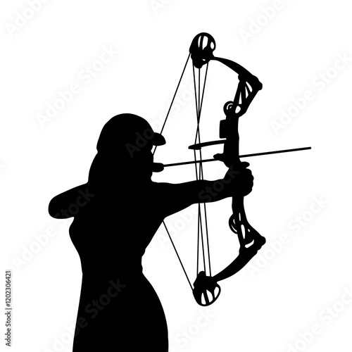 Archer Silhouette with Bow and Arrow