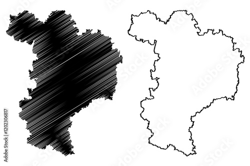 Kelheim district (Federal Republic of Germany, rural district Lower Bavaria, Free State of Bavaria) map vector illustration, scribble sketch Kelheim map