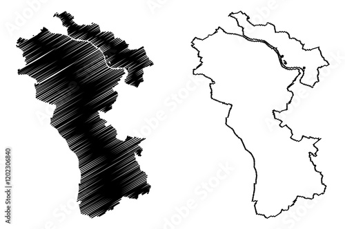 Kleve district (Federal Republic of Germany, State of North Rhine-Westphalia, NRW, Dusseldorf region) map vector illustration, scribble sketch Cleves map