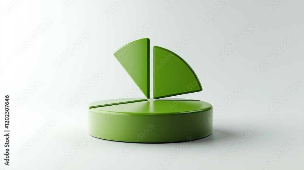 Modern green pie chart representation symbolizing growth and data visualization.