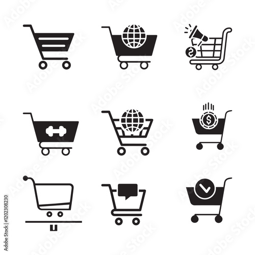 Shopping basket silhouette icon illustration