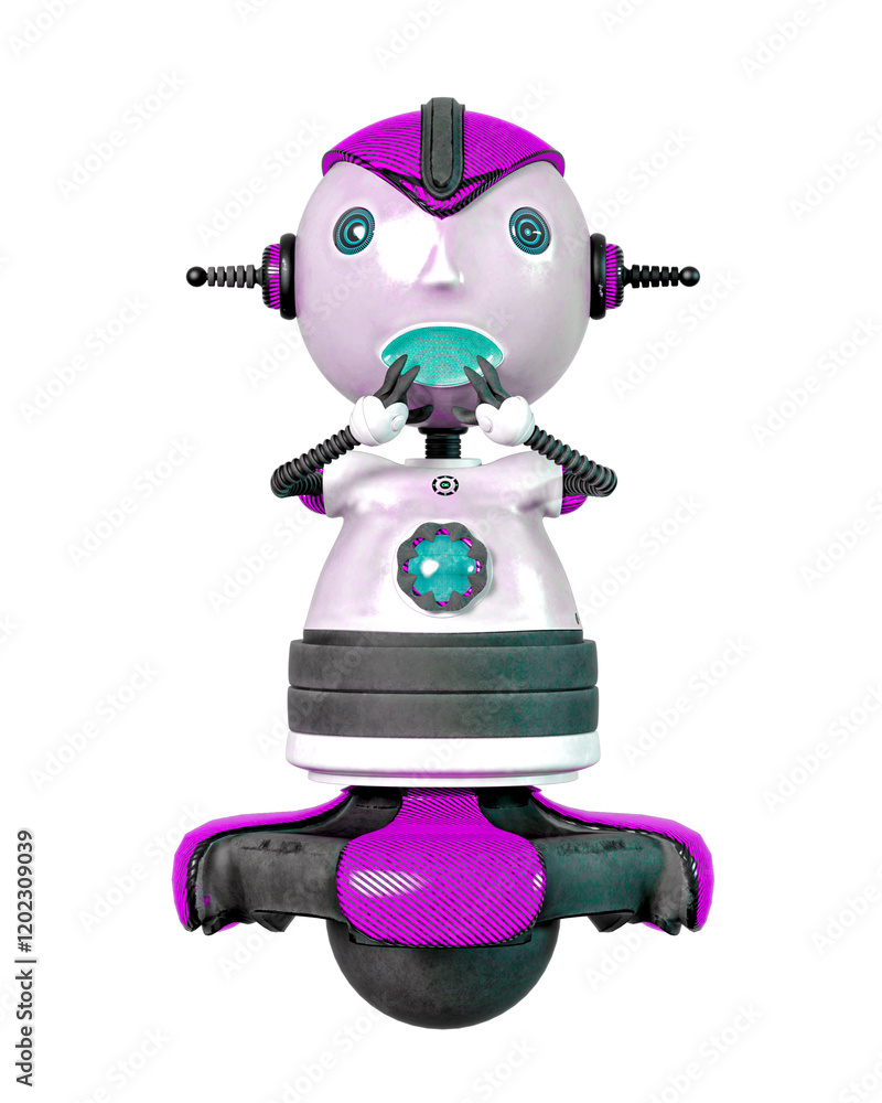 float robot is in panic on white background float robot is in panic on white background