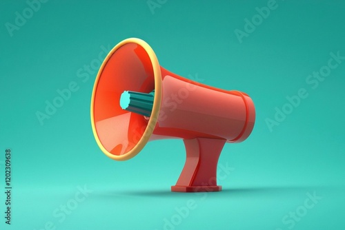 Bright orange megaphone placed against a teal background, symbolizing bold expression and amplified voices.