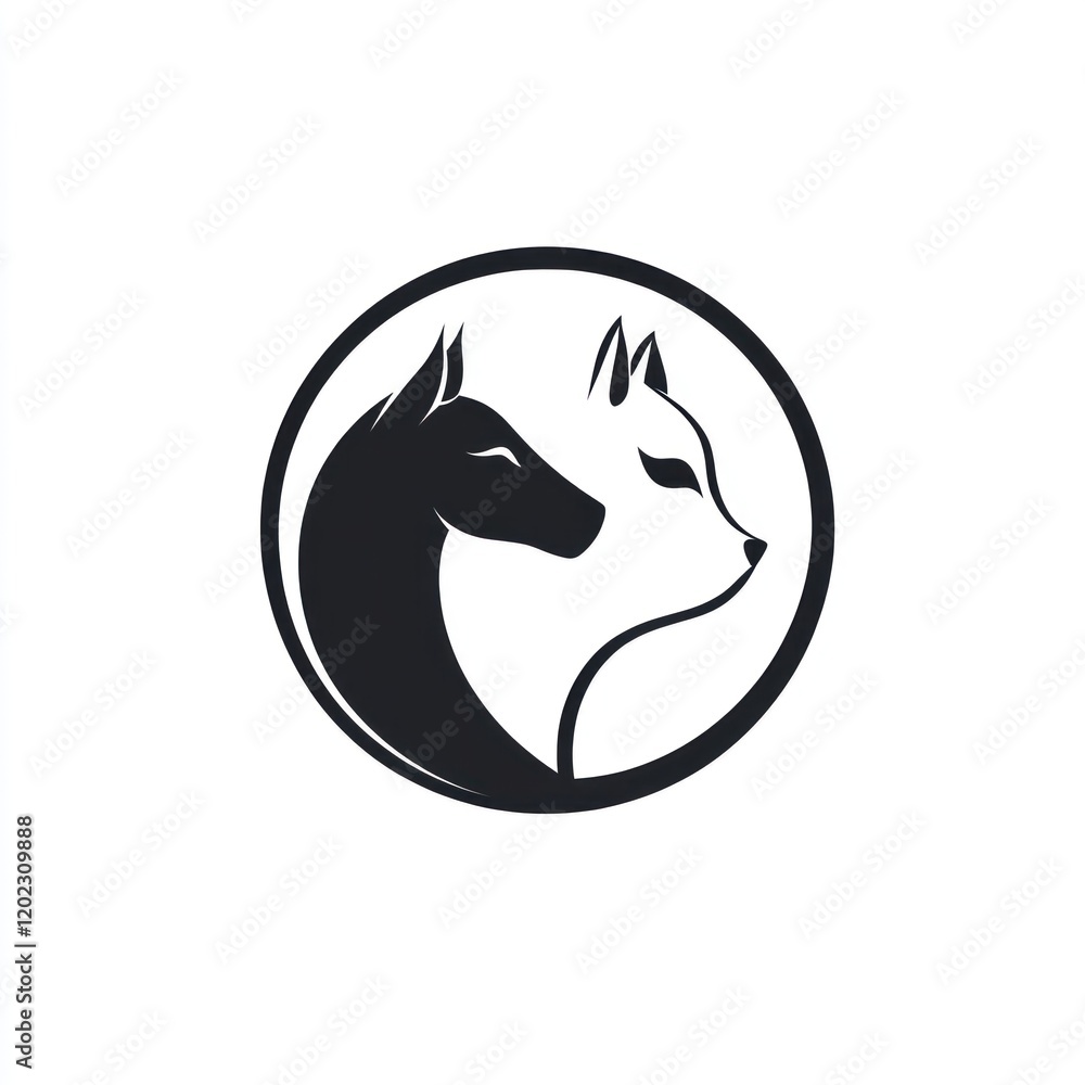 Yin Yang Horse Dog Circle Design, Logo Concept Yin Yang Horse Dog Circle Design, Logo Concept