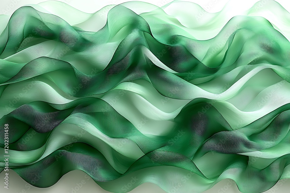 Obraz premium Abstract Green Fabric Waves Flowing Gently
