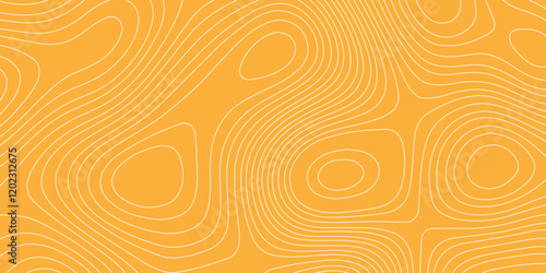 White wave topography curved reliefs orange background of the geographic abstract grid map, topographic map and landscape terrain texture abstract white contour vector background.