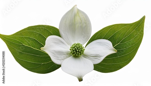 isolated white flowering dogwood tree blossoms