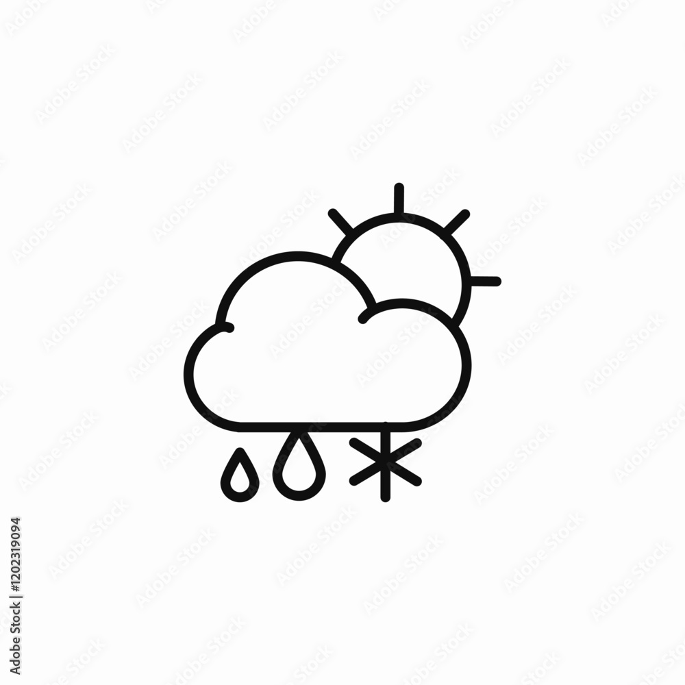 rain snow daytime icon sign vector rain snow daytime icon sign vector
