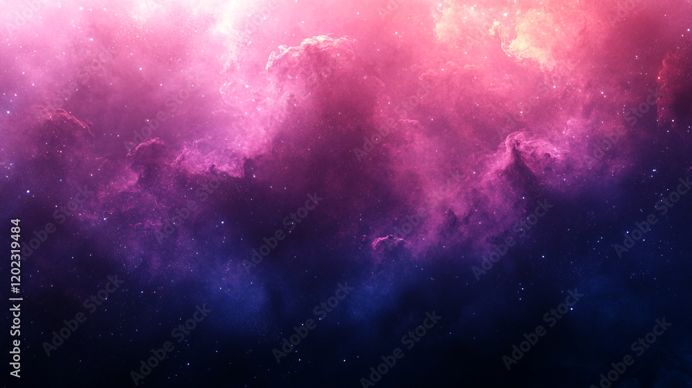 Obraz premium Colorful cosmic clouds fill the night sky with shades of purple and pink