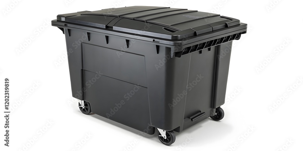 Large Matte Black Industrial Dumpster with Wheeled Base V10 Large Matte Black Industrial Dumpster with Wheeled Base V10