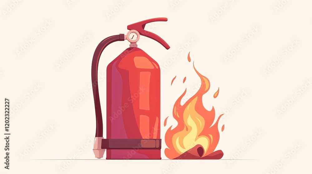 Obraz premium Fire Extinguisher Sign Vector Graphic on White Background, Red and White Color Scheme