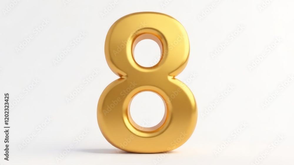 Golden number 8 on a white background. Golden number 8 on a white background.