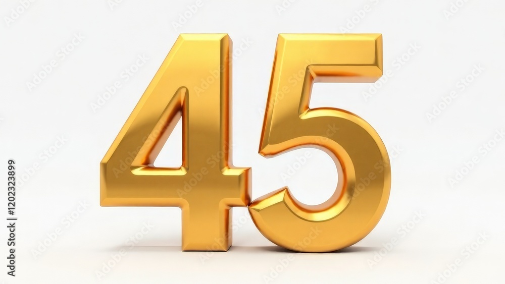 Golden number 45 on a white background. Golden number 45 on a white background.