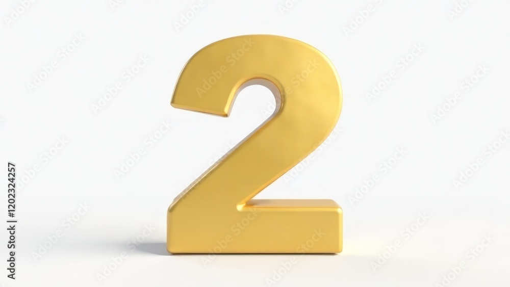Golden number 2 on a white background. Golden number 2 on a white background.