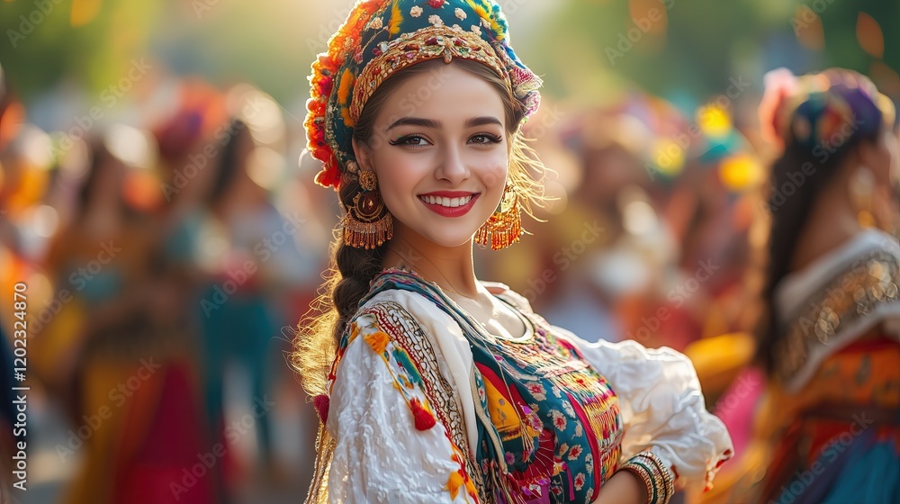 Fototapeta premium A harmonious group of individuals from around the world holding hands, symbolizing unity and cultural diversity