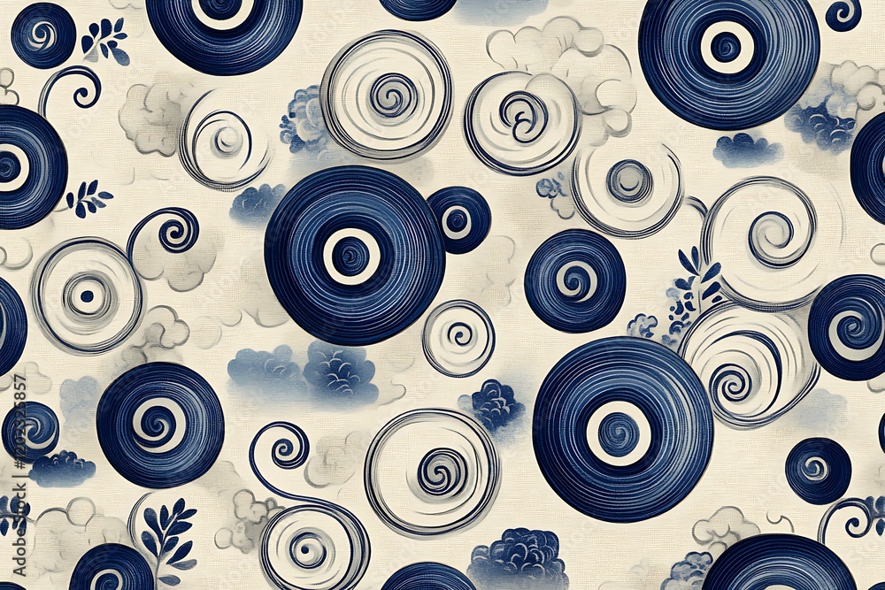 Abstract Blue and White Swirling Circles Pattern Design Abstract Blue and White Swirling Circles Pattern Design