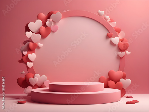 podium valentines with heart background