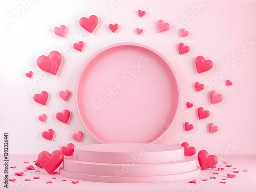podium valentines with heart background