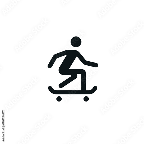 Dynamic icon illustration of a skateboarder performing a trick