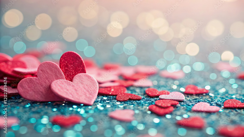 Obraz premium Colorful Hearts Background for Wedding and Romance Concepts Generative AI 
