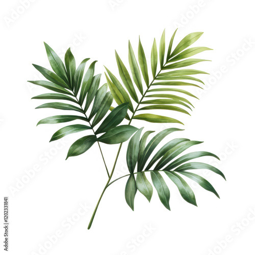 Summer vibes lush green palm leaves tropical setting botanical vibrant environment close-up perspective