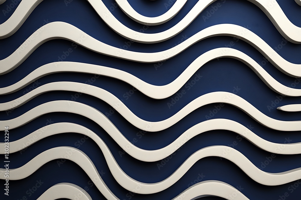 Abstract White Waves on Dark Blue Background Abstract White Waves on Dark Blue Background