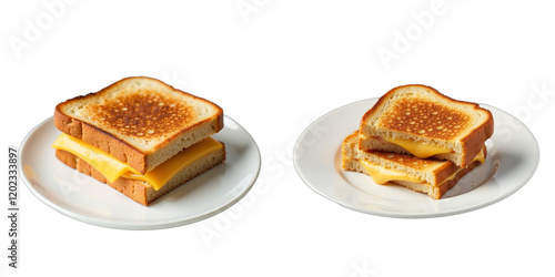 A Simple Grilled Cheese Sandwich Sits Alone On A Plain White Plate With No Distractions In Sight. 00001