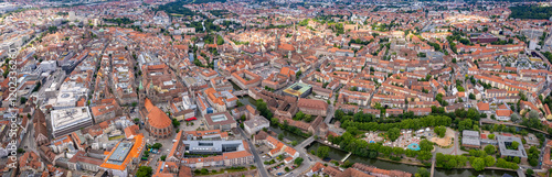 Aerial around the old town of  the city Nuremberg on an late spring day. photo