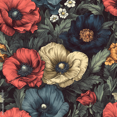 Wallpaper Mural Lily Flower Pattern Design Torontodigital.ca