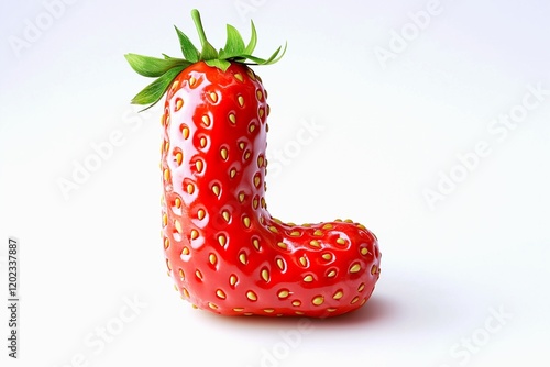 Letter L designed with strawberry texture isolated on white background