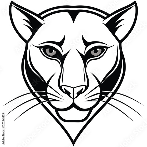 A sleek and mysterious panther head drawn in modern line art style, featuring smooth curves and sharp angles to embody stealth and power.