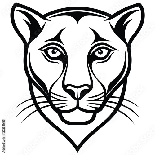 A sleek and mysterious panther head drawn in modern line art style, featuring smooth curves and sharp angles to embody stealth and power.