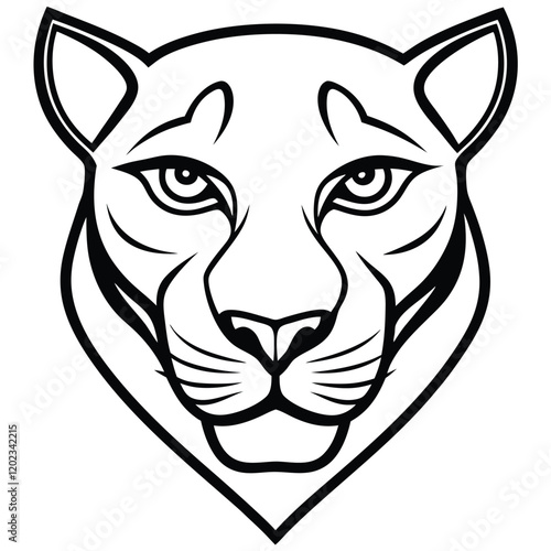 A sleek and mysterious panther head drawn in modern line art style, featuring smooth curves and sharp angles to embody stealth and power.