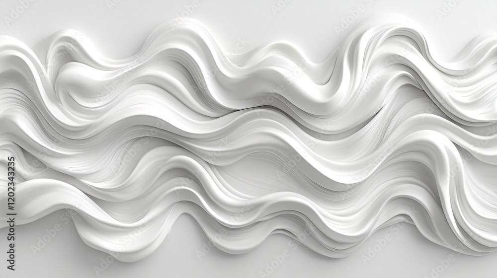 Abstract white wavy pattern, flowing lines, elegant curves, smooth texture, 3D render. Abstract white wavy pattern, flowing lines, elegant curves, smooth texture, 3D render.