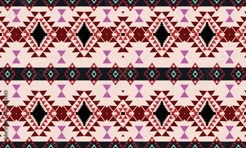 High-contrast geometric design Seamless pattern, embroidered, fashion style, modern, luxurious, bright colors. 
Design carpets, covers, wallpaper, wrapping paper, bags, cloth, clothing.
