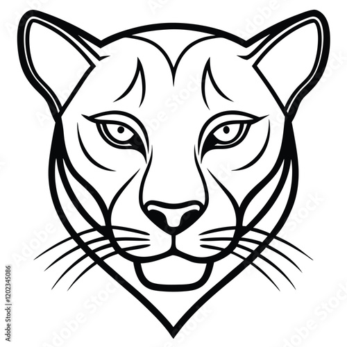 A sleek and mysterious panther head drawn in modern line art style, featuring smooth curves and sharp angles to embody stealth and power.