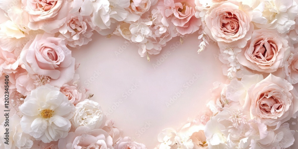 Delicate heart-shaped design crafted with soft pink and white flowers creates a romantic atmosphere perfect for weddings or anniversaries Delicate heart-shaped design crafted with soft pink and white flowers creates a romantic atmosphere perfect for weddings or anniversaries