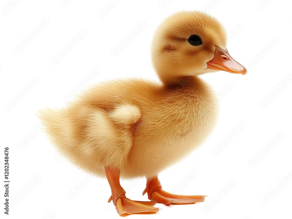 Isolated Yellow Duckling Standing, Side View Isolated Yellow Duckling Standing, Side View
