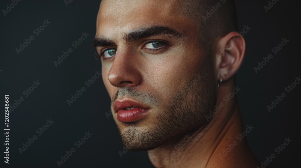 Fototapeta premium Close-Up of Model Posing with Strong Look and Style