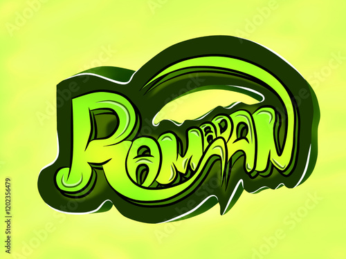 Ramadan background, ramadan text, Hand lettering, calligraphy, green color, Speech Bubble vector 