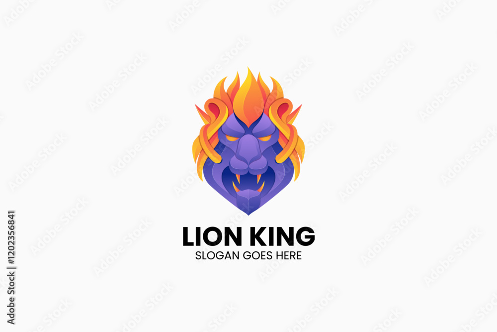 Obraz premium Lion Gradient Colorful Logo. Vector Illustration