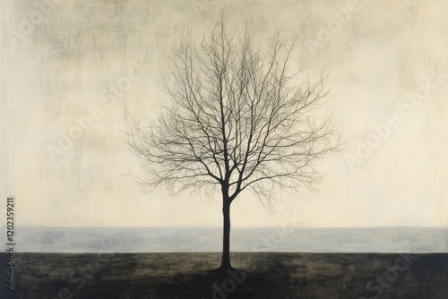 Lonely tree stands against a serene sky at dusk in a quiet landscape